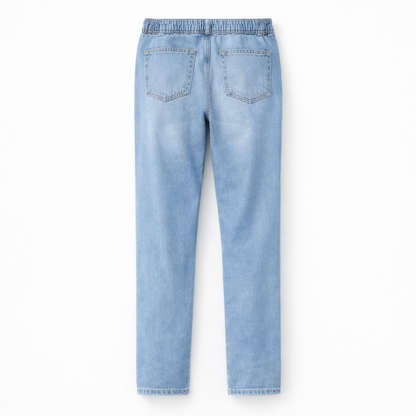 Driftway - Loose Straight Leg Drawstring Jeans  Everyday Casual Wear