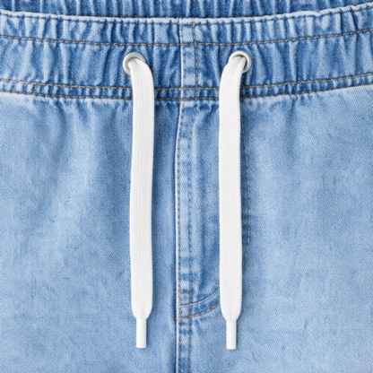 Driftway - Loose Straight Leg Drawstring Jeans  Everyday Casual Wear