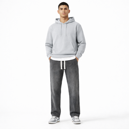 Driftway - Loose Straight Leg Drawstring Jeans  Everyday Casual Wear