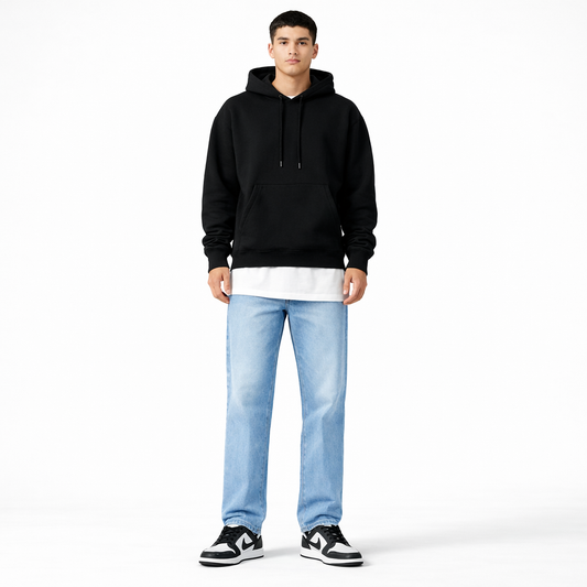 Driftway - Loose Straight Leg Drawstring Jeans  Everyday Casual Wear