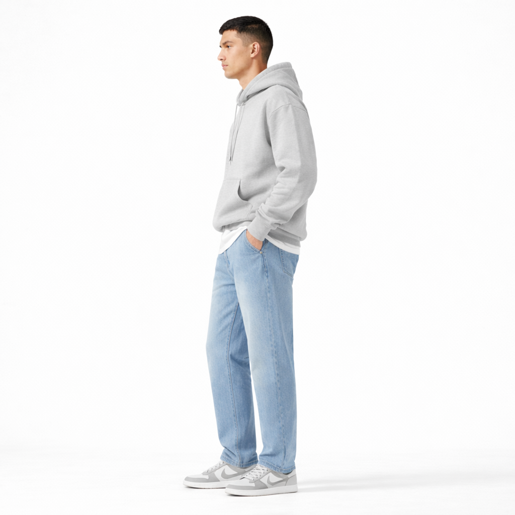 Driftway - Loose Straight Leg Drawstring Jeans  Everyday Casual Wear