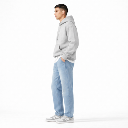 Driftway - Loose Straight Leg Drawstring Jeans  Everyday Casual Wear