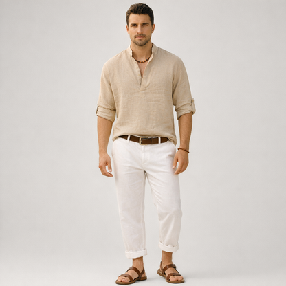 Brezalo - Loose-Fit Long Sleeve Casual Shirt  Relaxed Weekend Wear