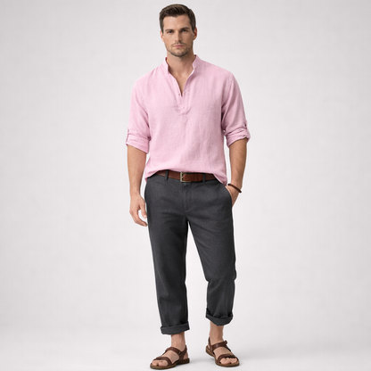 Brezalo - Loose-Fit Long Sleeve Casual Shirt  Relaxed Weekend Wear