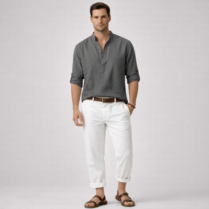 Brezalo - Loose-Fit Long Sleeve Casual Shirt  Relaxed Weekend Wear