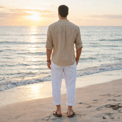 Brezalo - Loose-Fit Long Sleeve Casual Shirt  Relaxed Weekend Wear