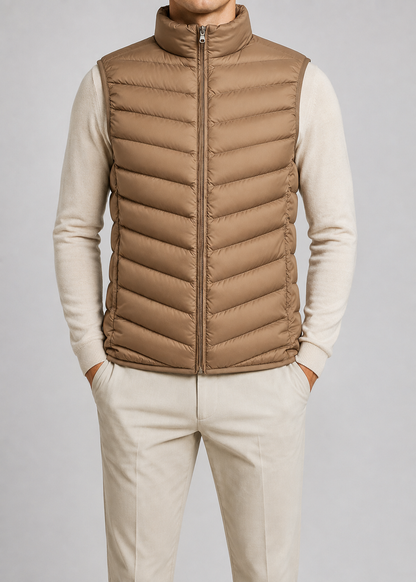 Men's Lightweight Sleeveless Bodywarmer | Quilted Gilet | Zip Front | Warm | Steven & Levon