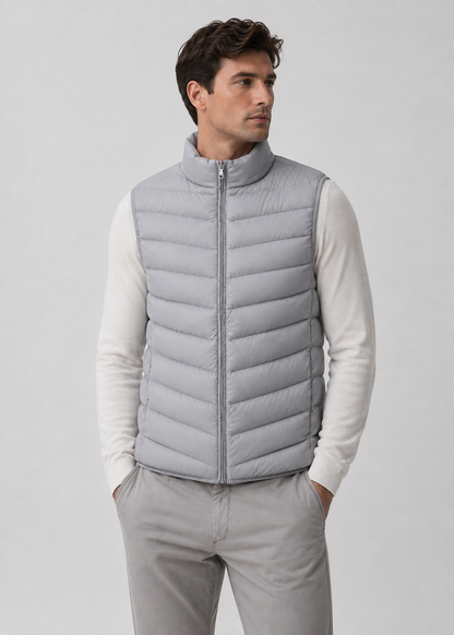 Men's Lightweight Sleeveless Bodywarmer | Quilted Gilet | Zip Front | Warm | Steven & Levon