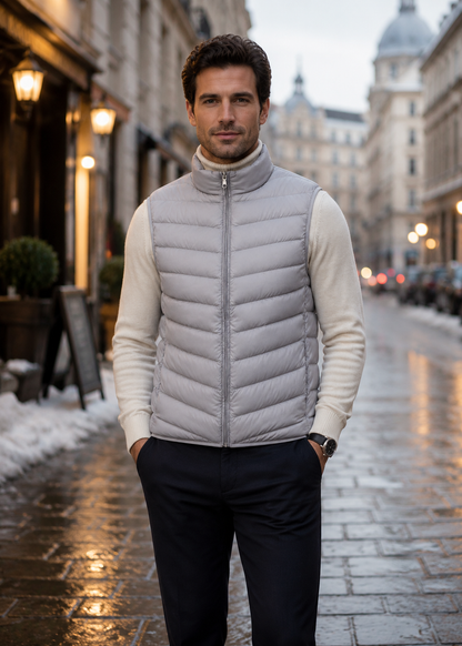Men's Lightweight Sleeveless Bodywarmer | Quilted Gilet | Zip Front | Warm | Steven & Levon
