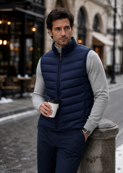 Men's Lightweight Sleeveless Bodywarmer | Quilted Gilet | Zip Front | Warm | Steven & Levon