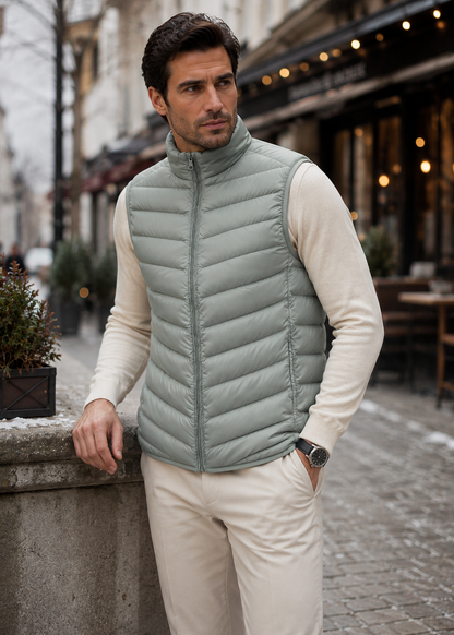 Men's Lightweight Sleeveless Bodywarmer | Quilted Gilet | Zip Front | Warm | Steven & Levon