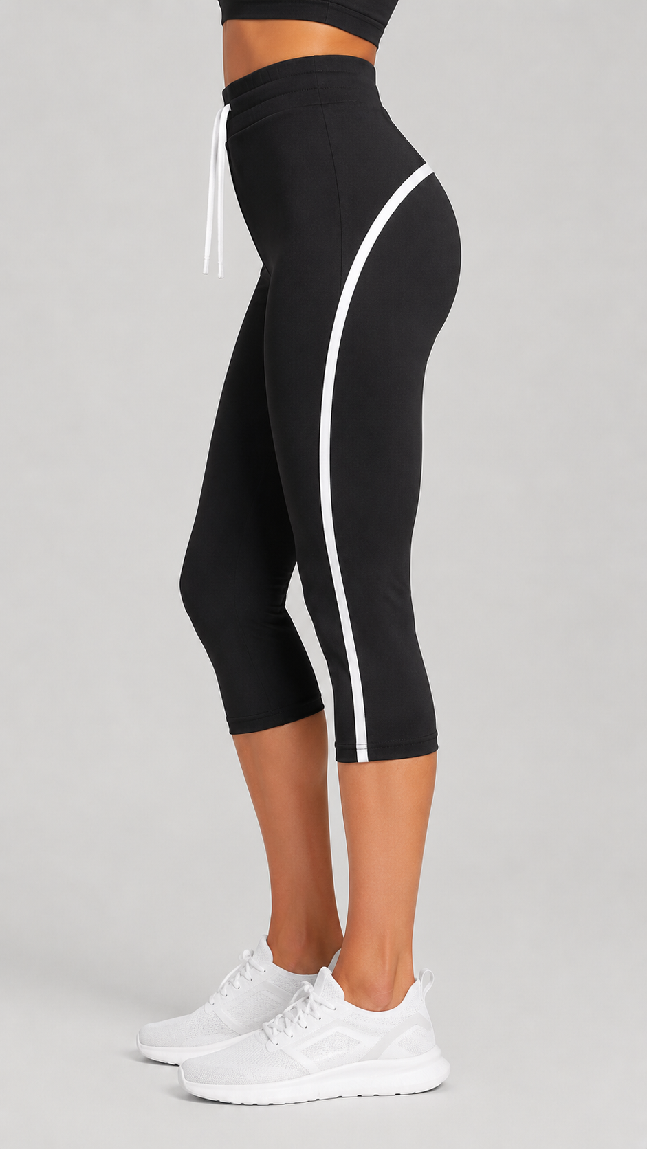 High Waist Drawstring Capri Leggings | Women | Tummy Control | Polyester | Steven & Levon