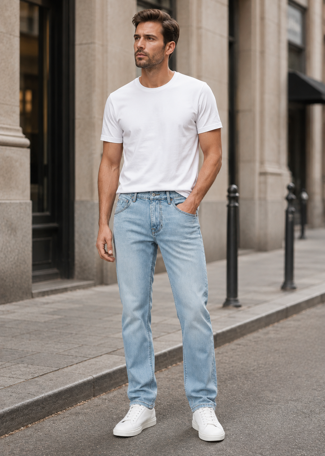 Men's Regular Fit Jeans | Light Blue | Men | Classic Straight Leg | Everyday Casual Wear | Steven & Levon
