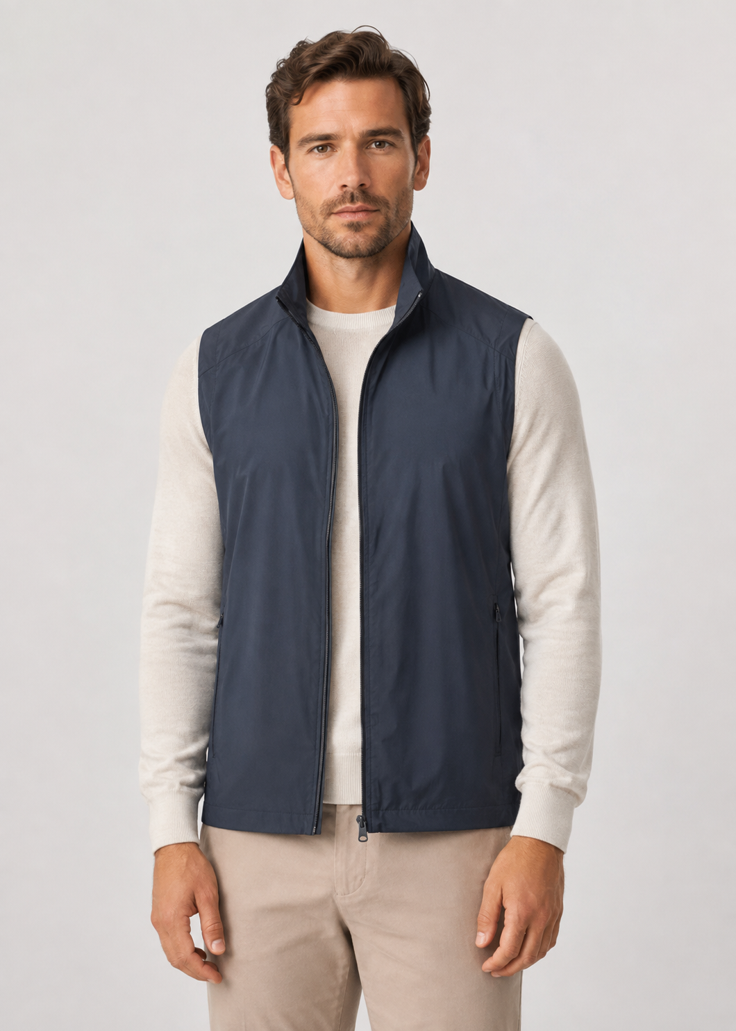 Men's Lightweight Zip Front Bodywarmer | Nylon-Spandex Blend | Insulated Sleeveless Vest | Steven & Levon