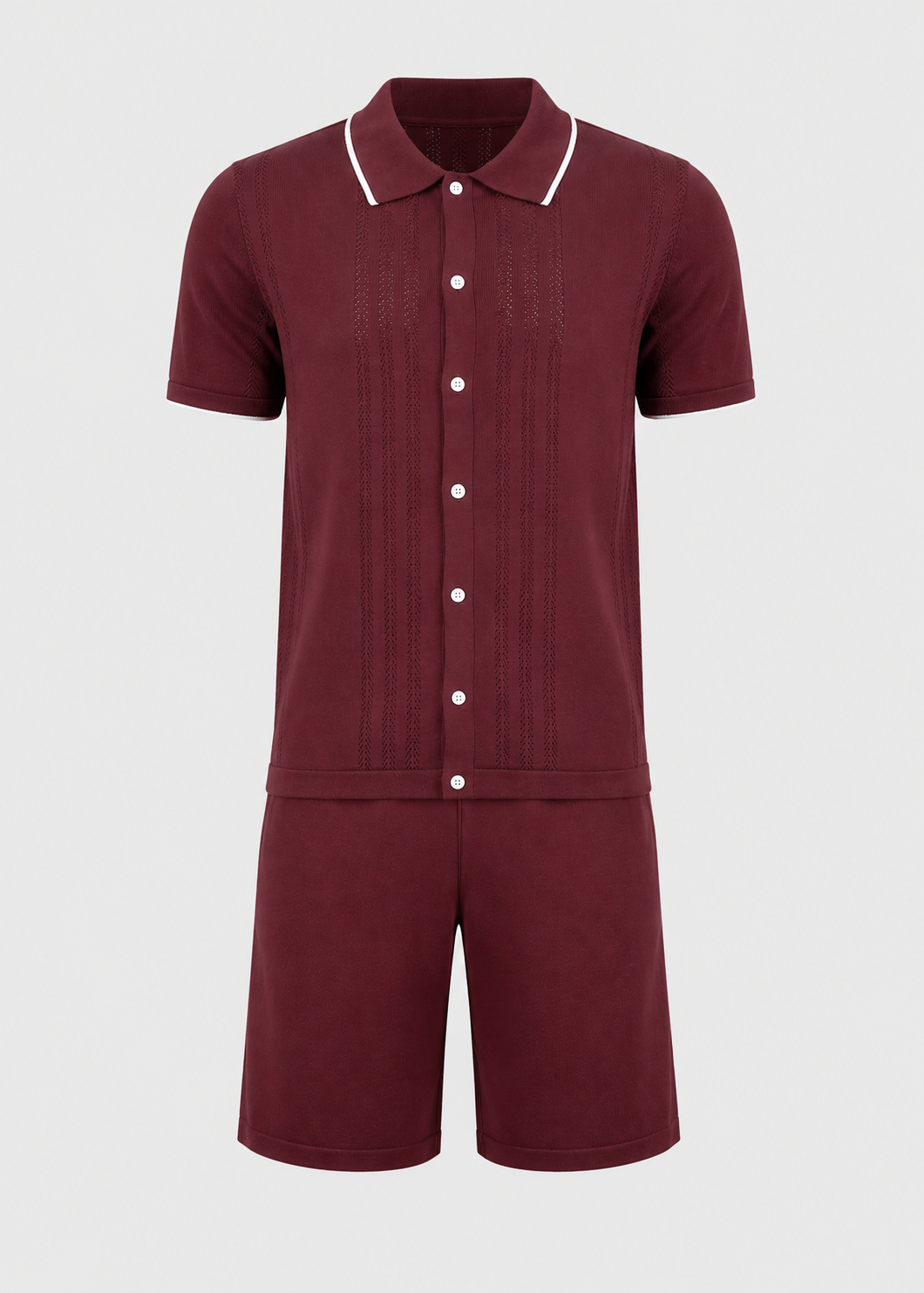 Men's Knit Two-Piece Set | Textured Knit Shirt & Trousers | Relaxed Fit | Steven & Levon