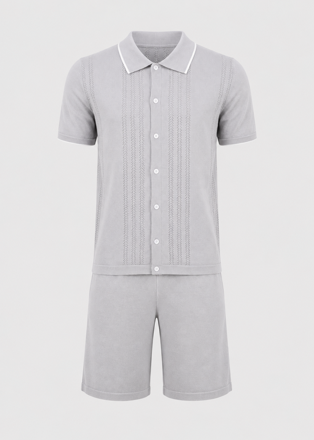 Men's Knit Two-Piece Set | Textured Knit Shirt & Trousers | Relaxed Fit | Steven & Levon
