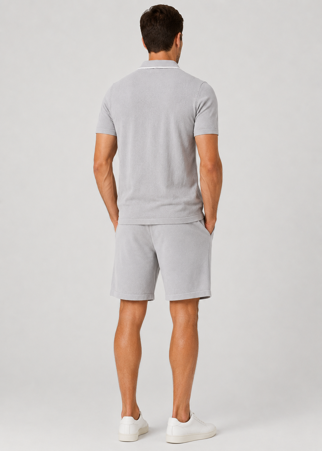 Men's Knit Two-Piece Set | Textured Knit Shirt & Trousers | Relaxed Fit | Steven & Levon