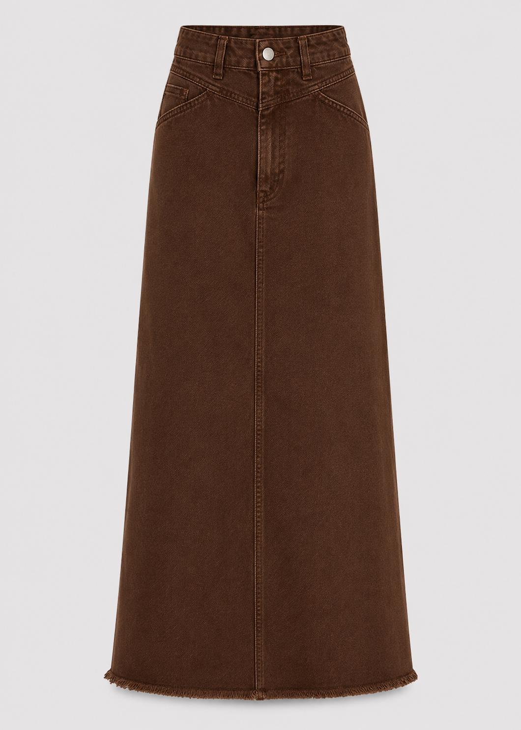 Women's High Waist Denim Maxi Skirt | Women | Straight Fit | Raw Hem | 4-Pocket Long Skirt | Steven & Levon