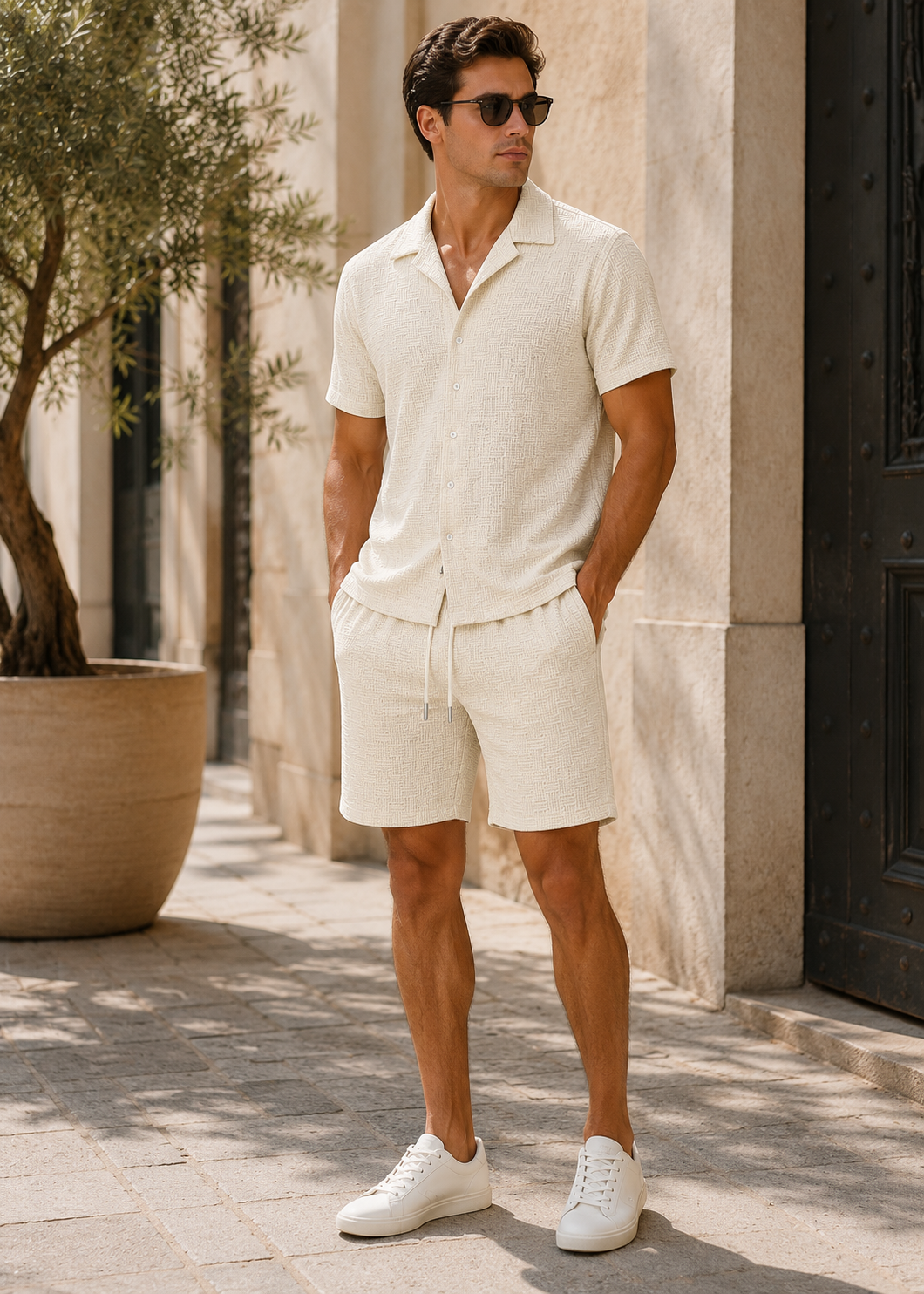 Men's Short Sleeve Shirt and Shorts Set | Co-Ord Set | Men | Polyester | Steven & Levon