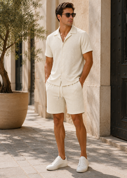 Men's Short Sleeve Shirt and Shorts Set | Co-Ord Set | Men | Polyester | Steven & Levon
