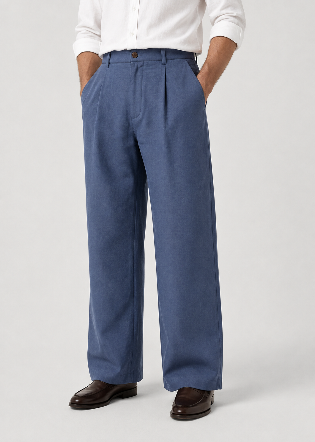 Men's Wide Leg Trousers |  Relaxed Fit Cotton Blend Pants | Smart Casual Streetwear | Steven & Levon