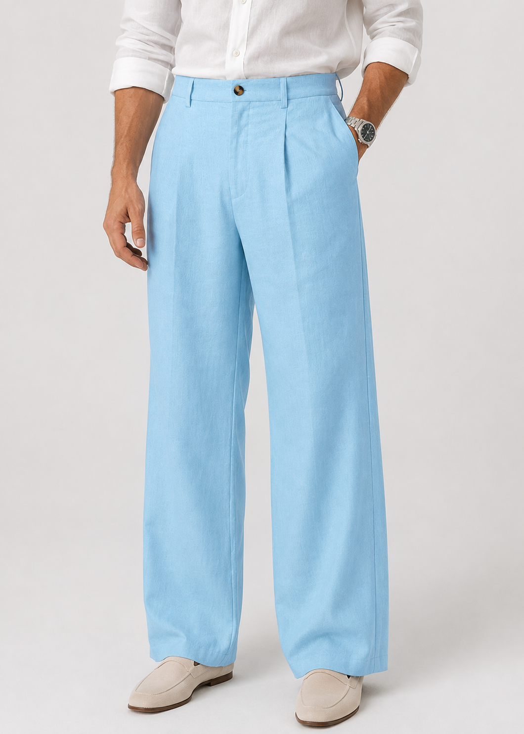 Men's Wide Leg Trousers |  Relaxed Fit Cotton Blend Pants | Smart Casual Streetwear | Steven & Levon