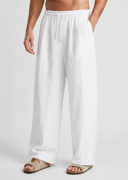 Men's Drawstring Trousers | Polyester | Lightweight Relaxed Fit Pants | Steven & Levon