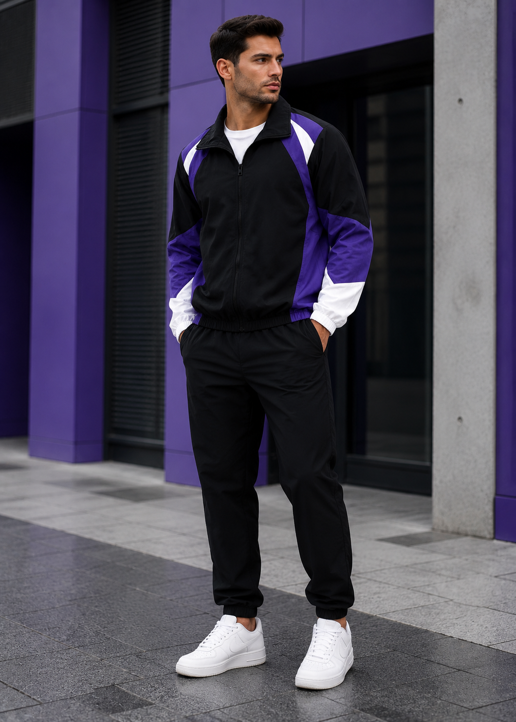 Colorbrix - Colour-Blocked Zip-Up Casual Jacket  Casual Everyday Wear