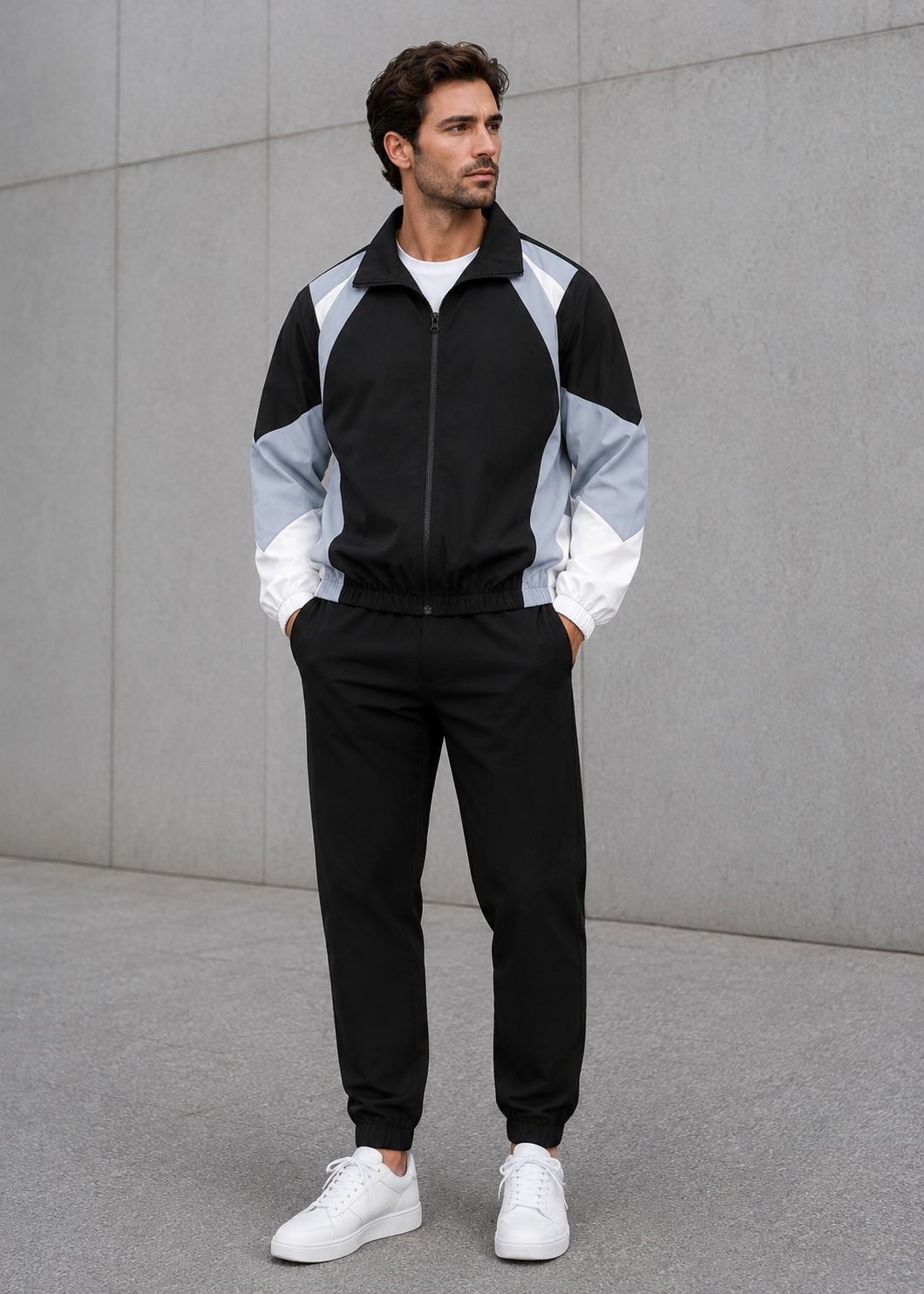 Colorbrix - Colour-Blocked Zip-Up Casual Jacket  Casual Everyday Wear