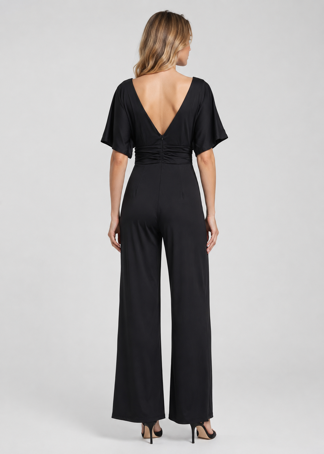 Women's Jumpsuit | Wide Leg V-Neck Jumpsuit | Lightweight Fit | Steven & Levon