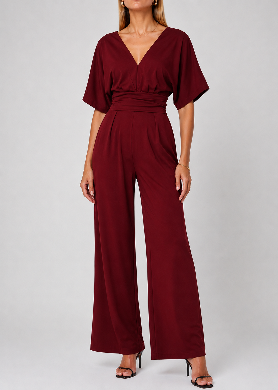 Women's Jumpsuit | Wide Leg V-Neck Jumpsuit | Lightweight Fit | Steven & Levon