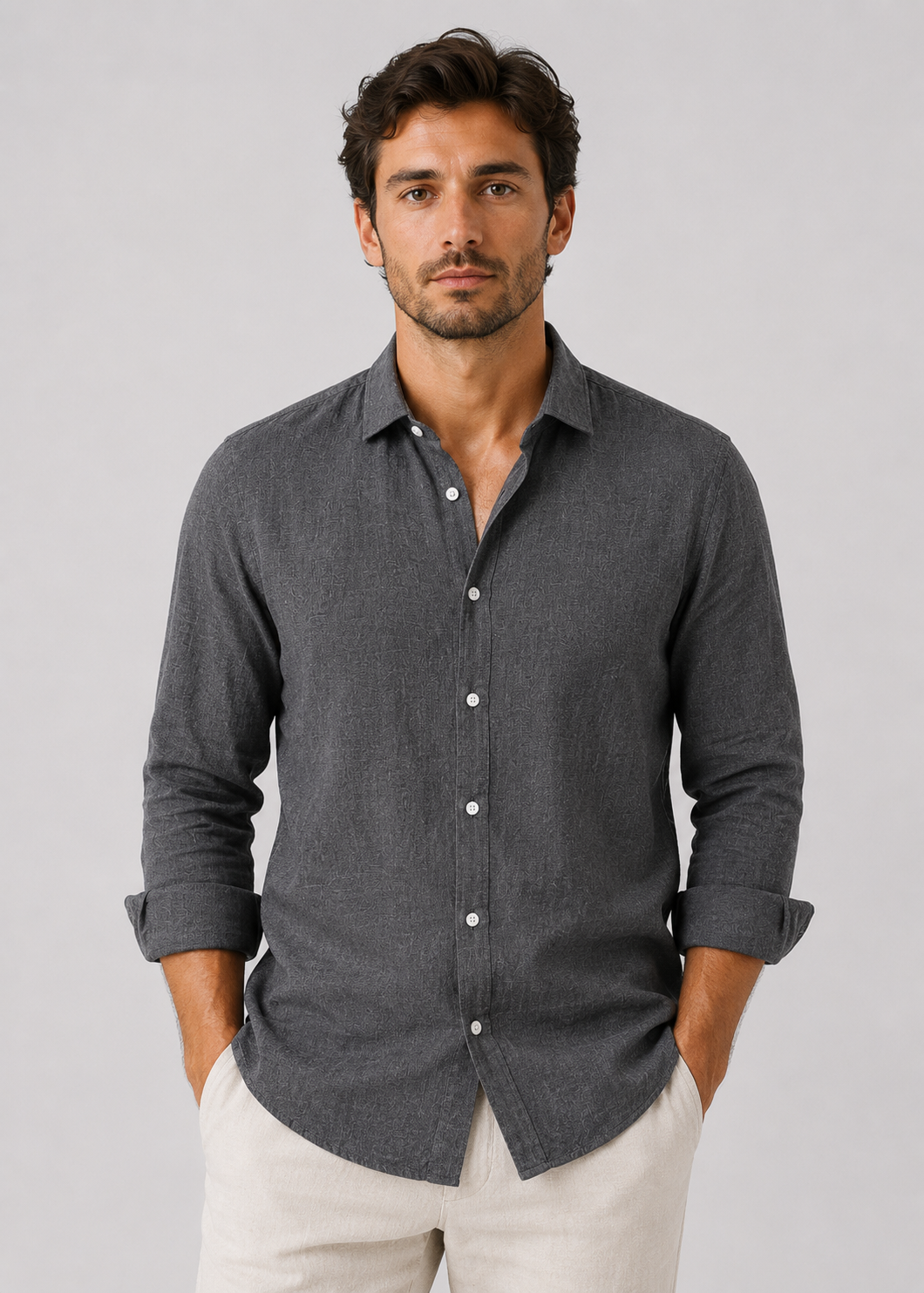 Men's Airy Long Sleeve Shirt | Men | Polyester Blend | Breathable Relaxed Fit Casual Summer Top | Steven & Levon