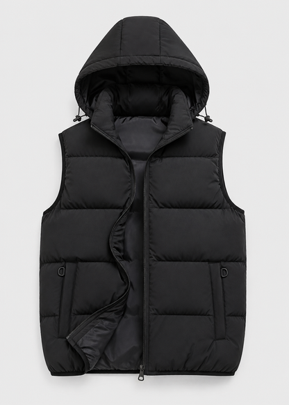Men's Padded Hooded Bodywarmer | Quilted Gilet | Lightweight | Warm Insulated | Steven & Levon