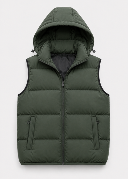 Men's Padded Hooded Bodywarmer | Quilted Gilet | Lightweight | Warm Insulated | Steven & Levon
