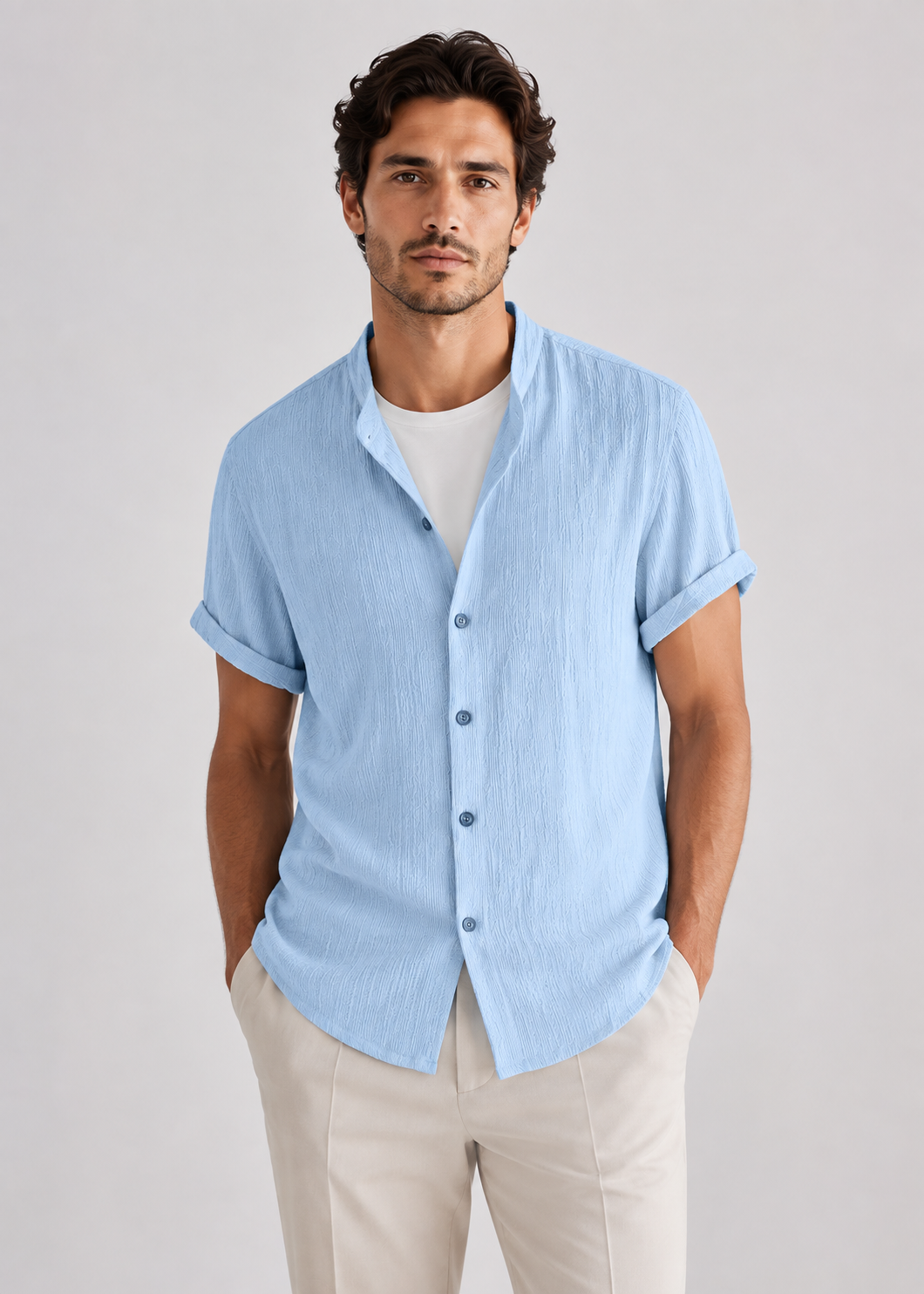 Men's Linen Short Sleeve V-Neck Shirt | Men | Breathable Lightweight | Casual Summer Beach Top | Steven & Levon