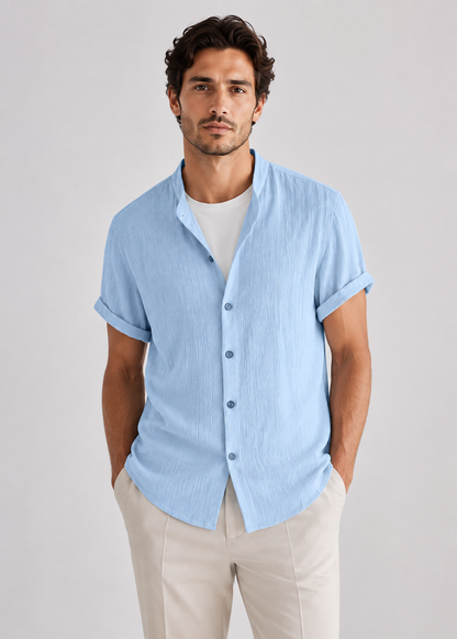 Men's Linen Short Sleeve V-Neck Shirt | Men | Breathable Lightweight | Casual Summer Beach Top | Steven & Levon