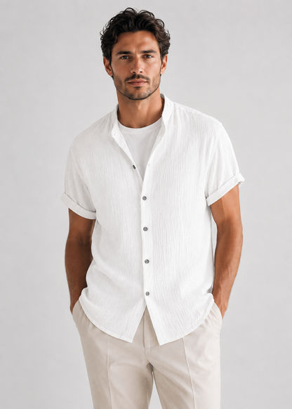 Men's Linen Short Sleeve V-Neck Shirt | Men | Breathable Lightweight | Casual Summer Beach Top | Steven & Levon