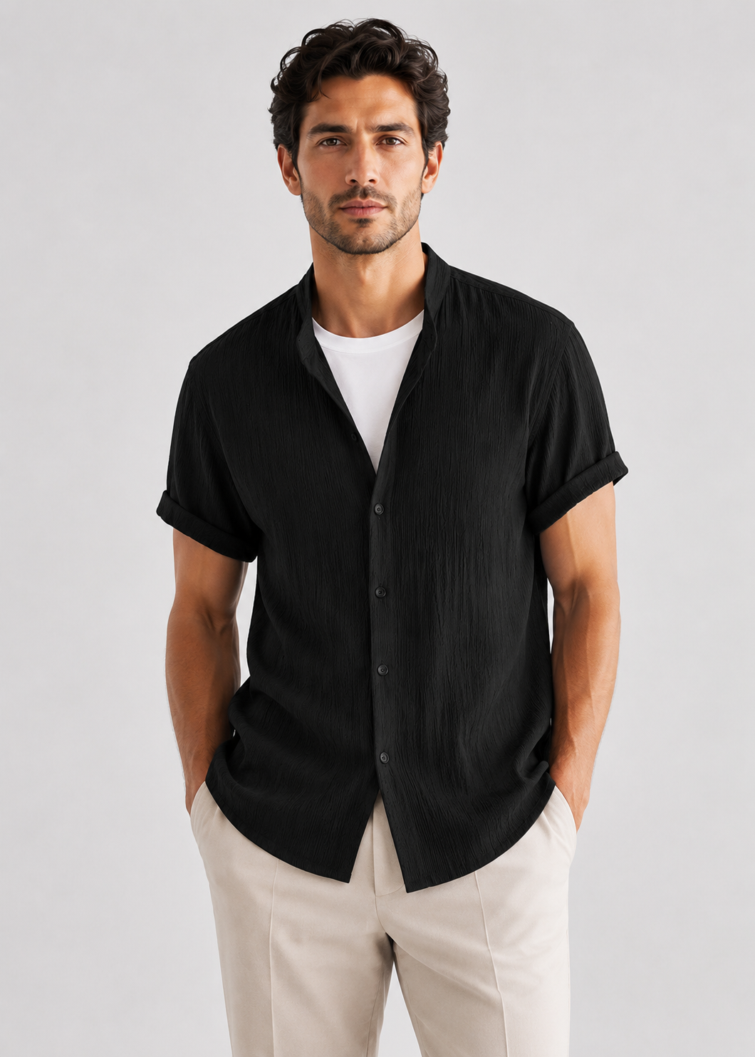 Men's Linen Short Sleeve V-Neck Shirt | Men | Breathable Lightweight | Casual Summer Beach Top | Steven & Levon