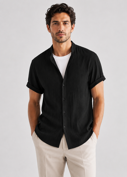 Men's Linen Short Sleeve V-Neck Shirt | Men | Breathable Lightweight | Casual Summer Beach Top | Steven & Levon