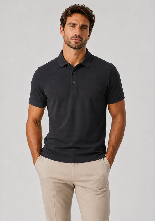 Men’s Slim Fit Polo Shirt | Men | Cotton Blend | Lapel Collar Short Sleeve Casual Top | Steven & Levon