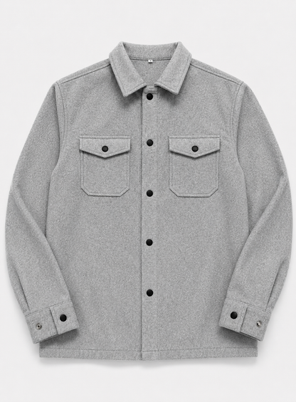 Men's Thickened Shirt Jacket | Polyester Overshirt | Chest Pockets | Casual Layering | Steven & Levon