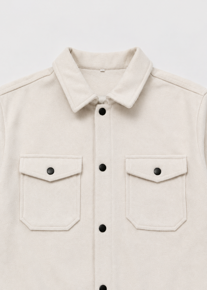 Men's Thickened Shirt Jacket | Polyester Overshirt | Chest Pockets | Casual Layering | Steven & Levon