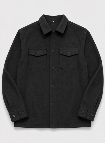 Men's Thickened Shirt Jacket | Polyester Overshirt | Chest Pockets | Casual Layering | Steven & Levon