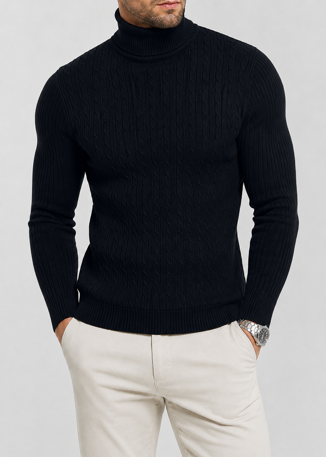 Heidi Men's Turtleneck Sweater | Slim Fit Warm Winter Knit Pullover