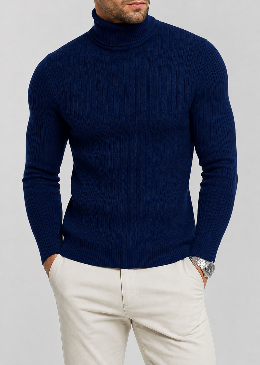 Heidi Men's Turtleneck Sweater | Slim Fit Warm Winter Knit Pullover