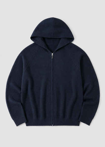 Men's Wool Zip Hoodie | Lightweight Knit Hooded Sweater | Soft Warm Layer | Steven & Levon