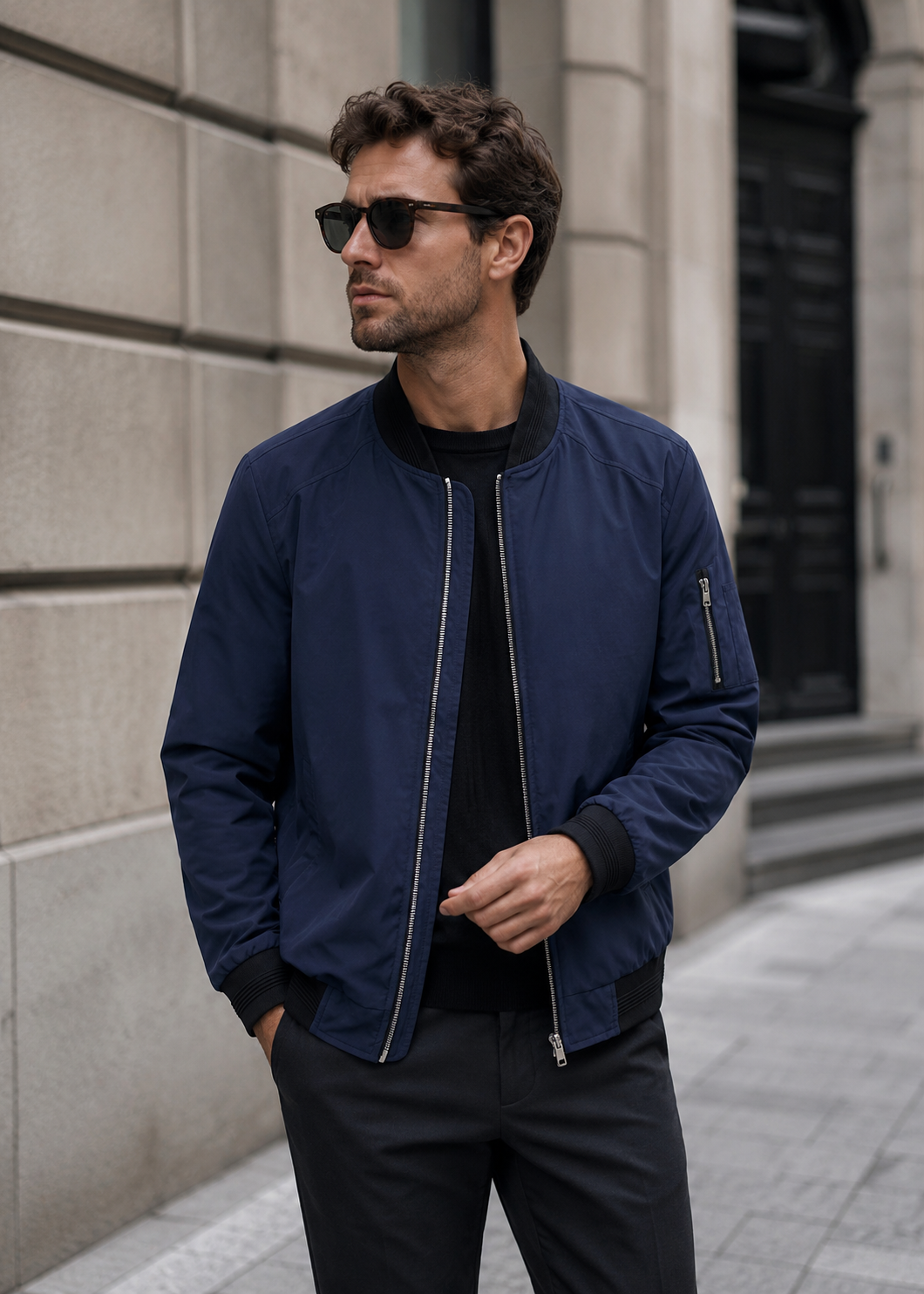 Men's Bomber Jacket | Men's Lightweight Zip Front Casual Bomber Jacket | Polyester | Everyday Outerwear | Steven & Levon