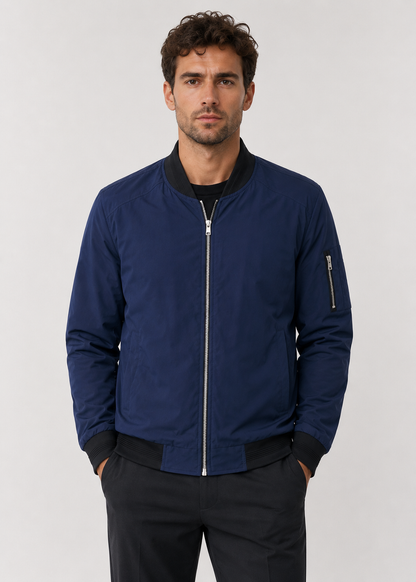 Men's Bomber Jacket | Men's Lightweight Zip Front Casual Bomber Jacket | Polyester | Everyday Outerwear | Steven & Levon