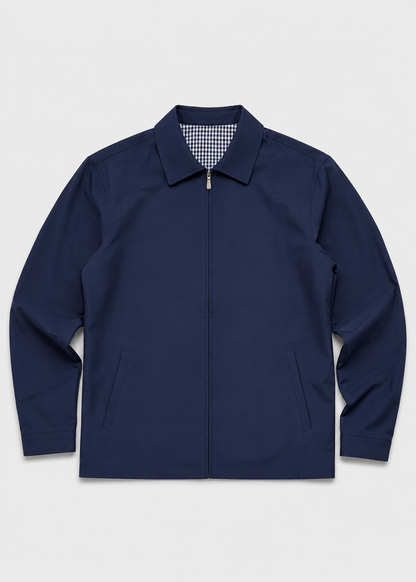 Men's Harrington Jacket | Lightweight | Check Lining | Zip Front | Smart Casual Outerwear | Steven & Levon