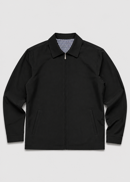 Men's Harrington Jacket | Lightweight | Check Lining | Zip Front | Smart Casual Outerwear | Steven & Levon